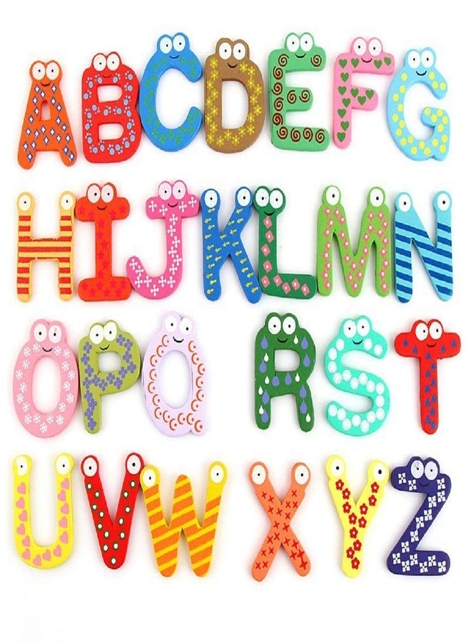 Trusmile Wooden 26 English Upper Case (A to Z) Alphabets Stencils Letter Refrigerator magnate - Image 1